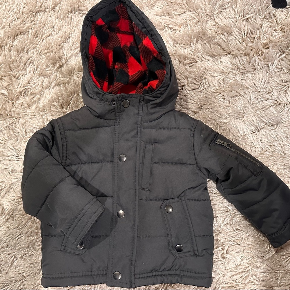 OshKosh B'gosh Gray and Red Puffer Jacket